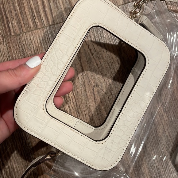 SALE ** Vince Camuto Kenni Buttermilk Leather Snakeskin Satchel - Picture 9 of 13